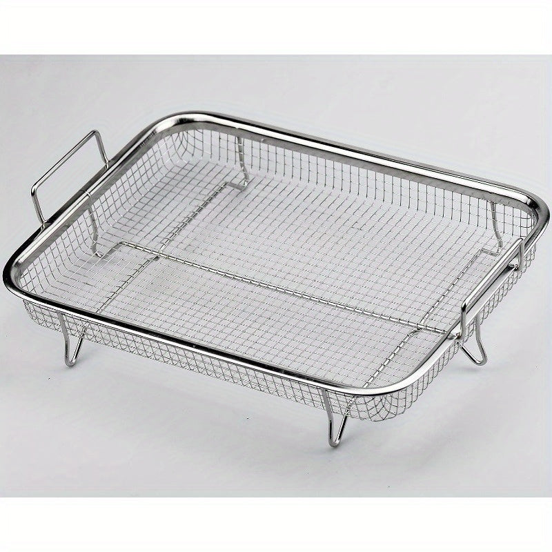 Stainless Steel Fry Basket Rack - Multi-Use Countertop Mesh Baking Tray for Healthier Cooking, Durable Food-Safe Design, Ideal for Fries and Veggies, Kitchen Essentials|Sleek Metallic Finish|Durable Construction, Fry Basket R