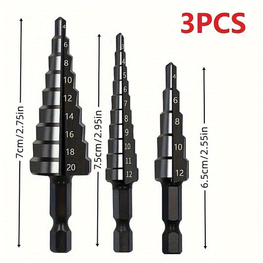 TitanStep QW — Set de Brocas Escalonadas de Aleación de Cobalto (3 Piezas, 24 Medidas, Recubrimiento de Titanio)