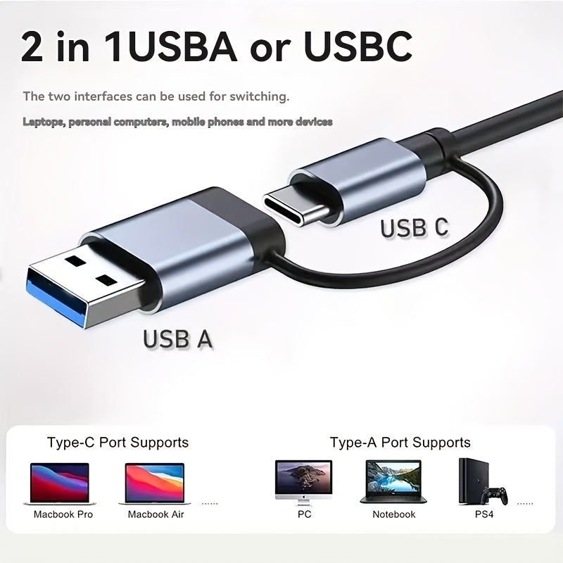 TechDock 8 — Estación de Conexión USB 3.0 Tipo-C para Laptop y PC (8 en 1)