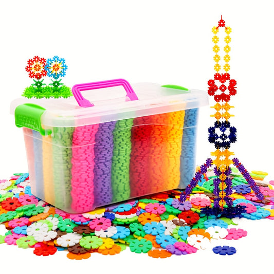 FlakeFun VT — Set de 199/299 Bloques de Copo de Nieve para Niños (Colores Mixtos, Plástico Seguro)