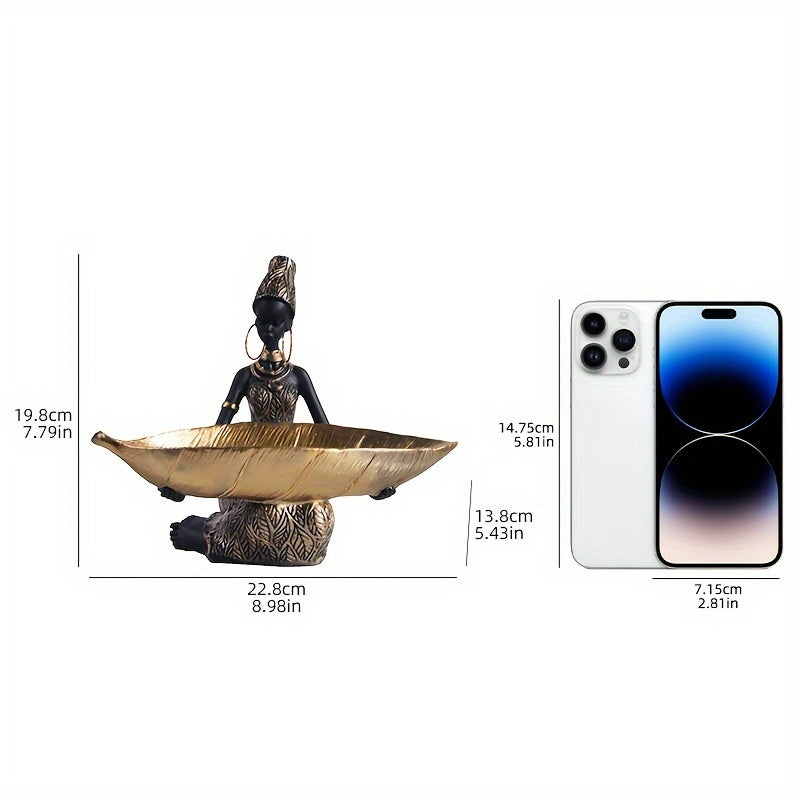 Reina Ébano MH — Escultura Artesanal en Resina Negra y Dorada (Decoración Versátil para Navidad y Más)