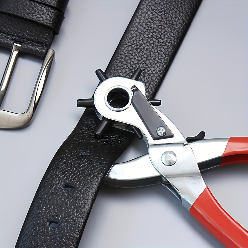 PunchPro Red — Pinza Perforadora Giratoria para Cuero Sintético y Manualidades