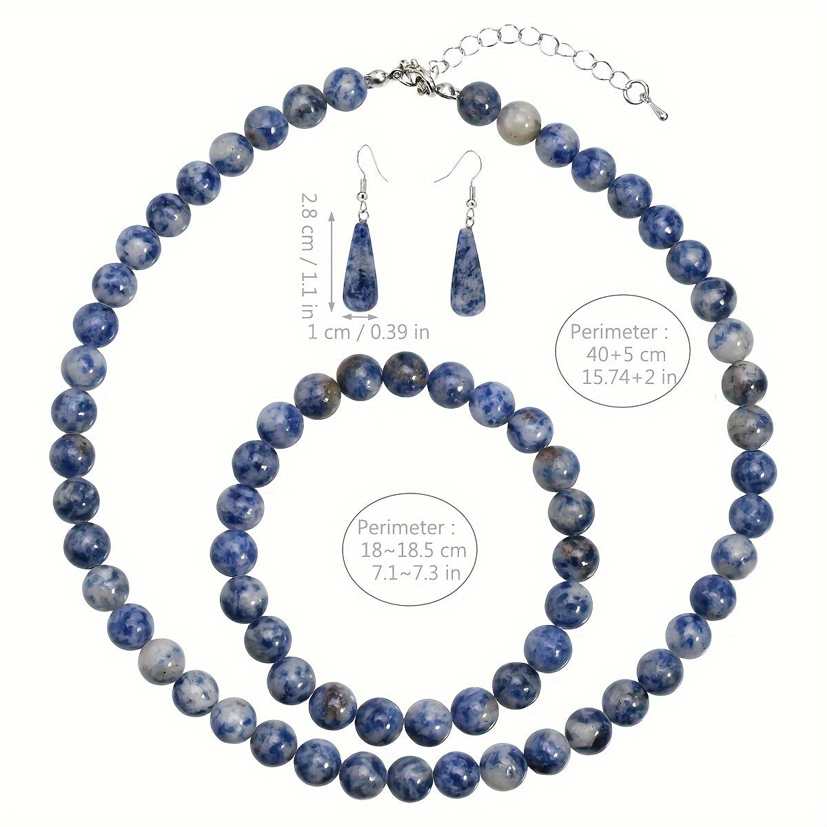 Ocean Spirit — Necklace, Bracelet and Earrings Set with Blue Stones