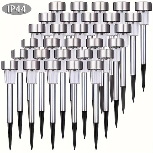 CrystalGlow Solar — Set de 10 Luces Solares de Jardín en Acero Inoxidable (Blanco Frío)