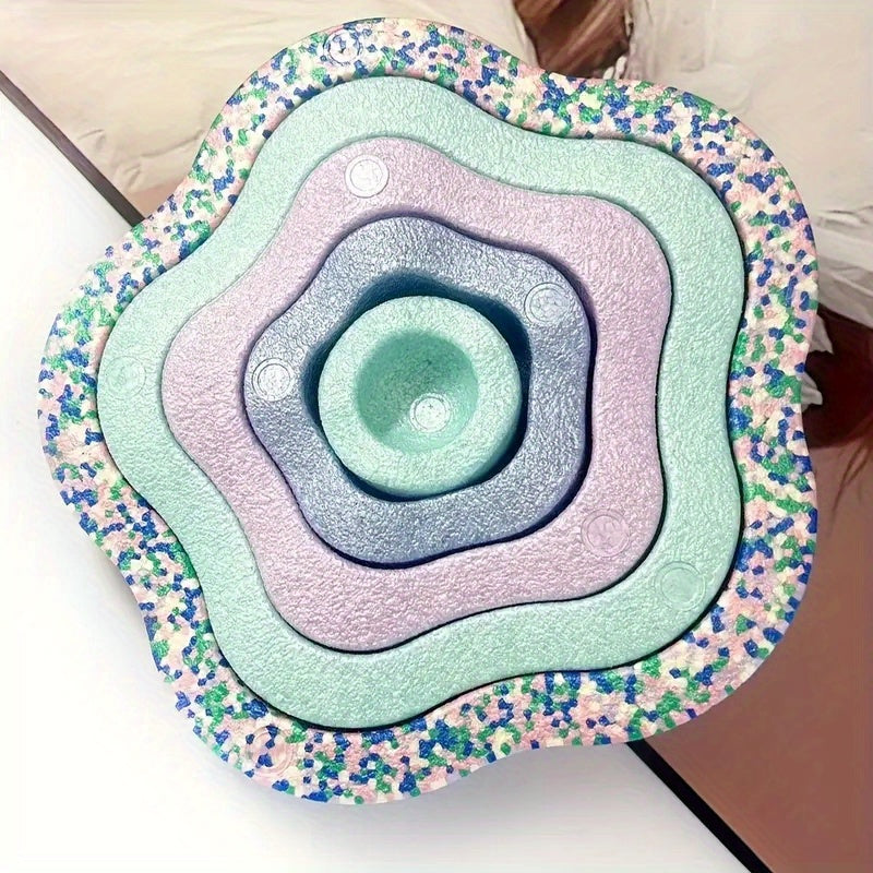 FlorEquilibrio RF — Set de 5 Piedras Sensoriales en Forma de Flor (Antideslizantes, Color Rosado, Material PP)