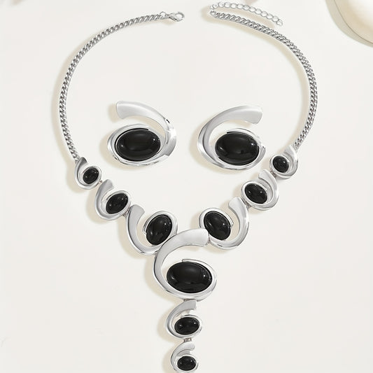 Twilight Spiral — Set de Joyería con Caracol Negro en Gradiente (2 Piezas)