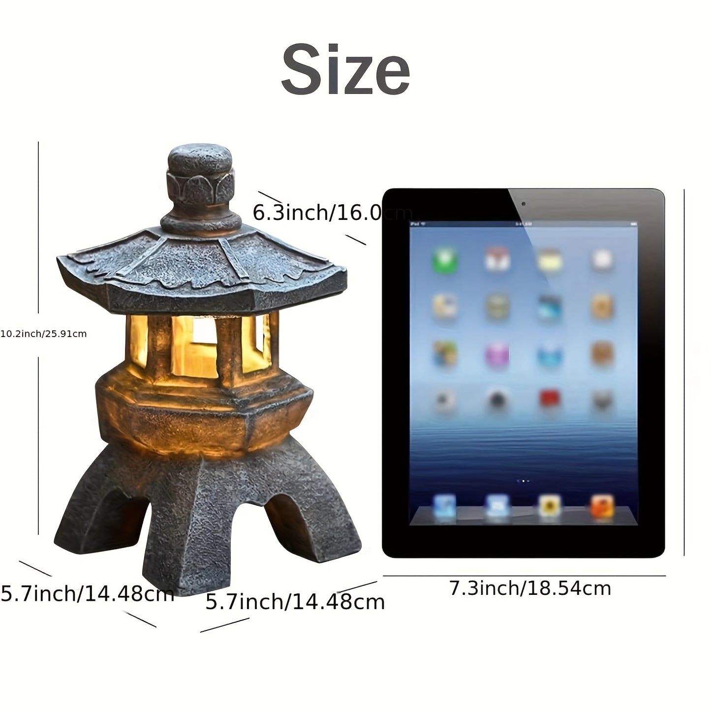 LuzZen CV — Farol Solar Japonés en Forma de Pagoda (Decoración Exterior IPX4, 1 Unidad)