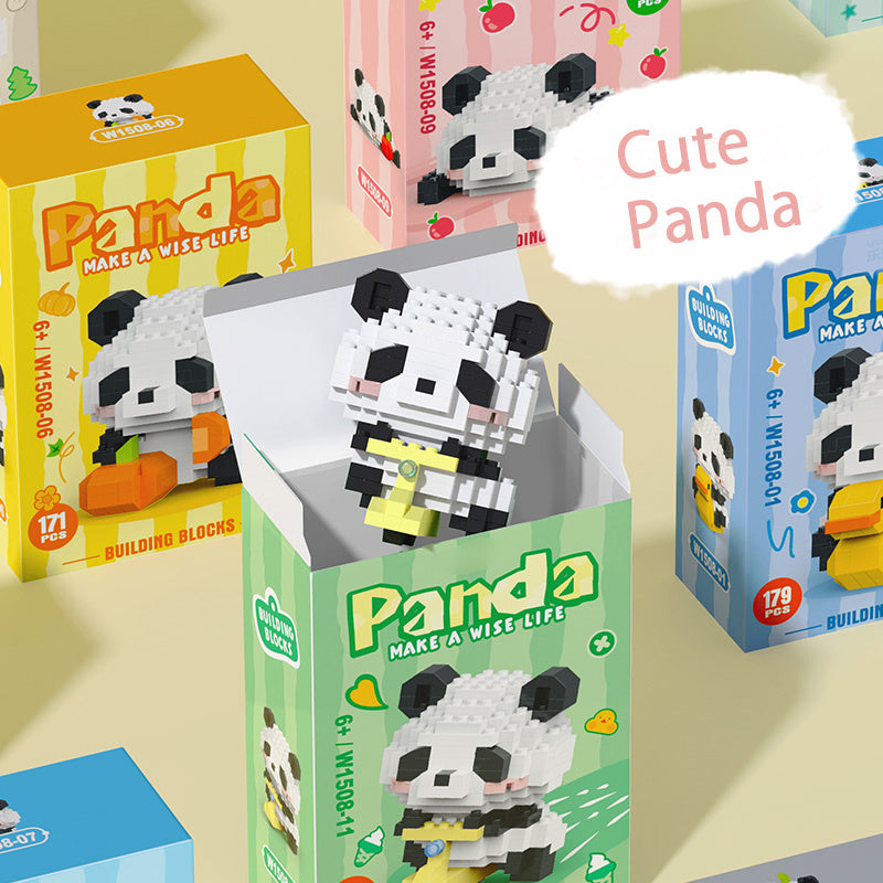 12pcs Cute Pandas Building Blocks for Kids - Ideal Birthday & Holiday Gift, Adorable Desk Ornaments. Perfect Halloween/Christmas Present or Family Activity Toy