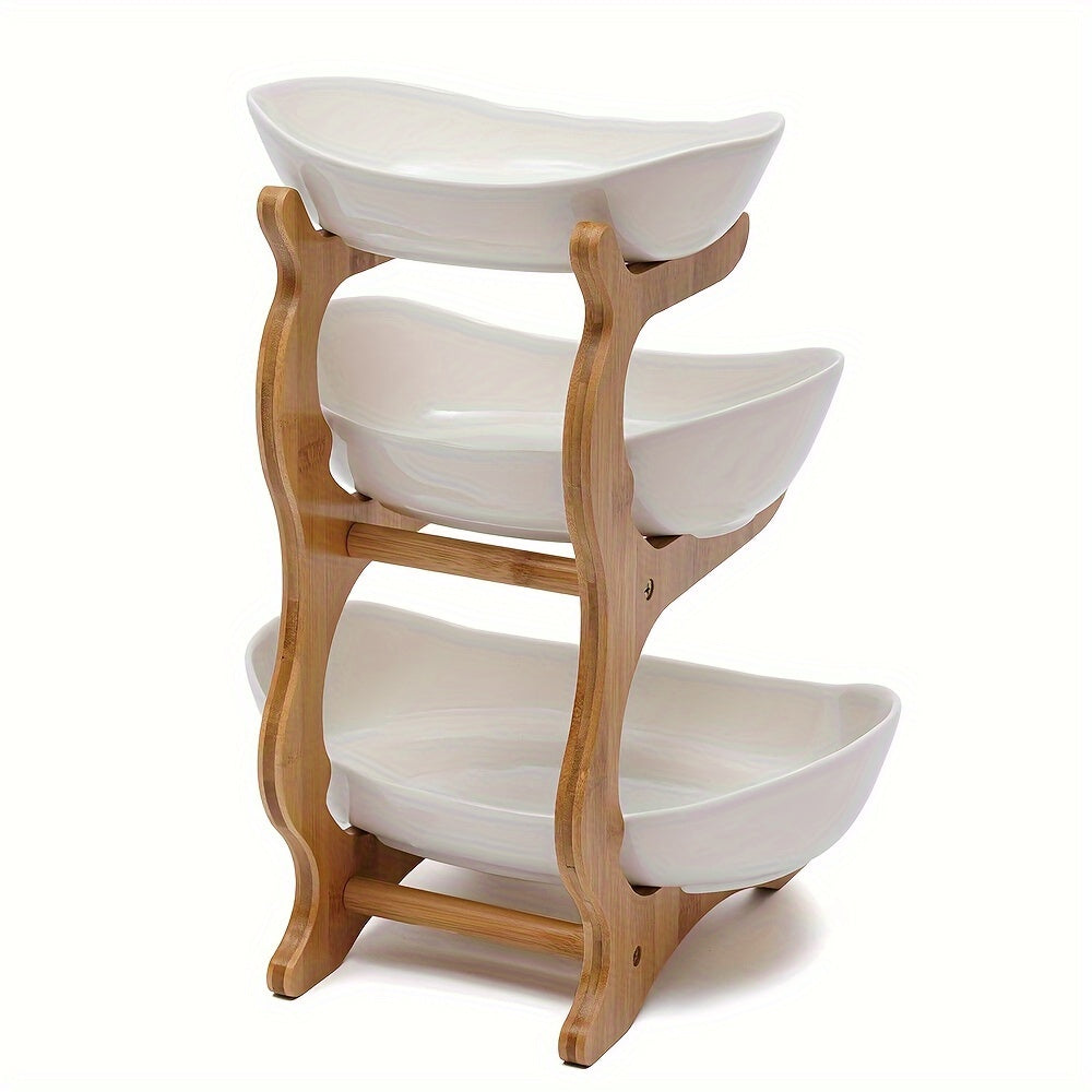 2/3-Tier Wooden Fruit And Vegetable Basket with Wooden Legs - Versatile Kitchen Organizer for Fruits, Vegetables, And Iced Food - Perfect for Refrigerator Storage, Fruit Basket for Kitchen