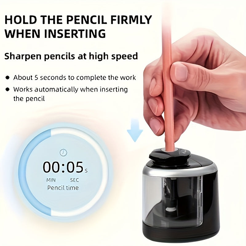 SharpEdge YF — Sacapuntas Eléctrico Automático para Escritorio (Color Negro, Rápido y Seguro, Uso Escolar y de Oficina)