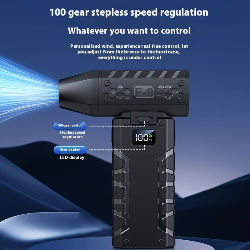 Multifunctional Handheld Wireless Fan, 100-Speed Adjustable, Type-C USB Rechargeable, High-Speed Electric Air Blower for Cleaning, with Lithium Battery, Suitable for Vehicles and Home Use, Thin Air Blower | USB Rechargeable
