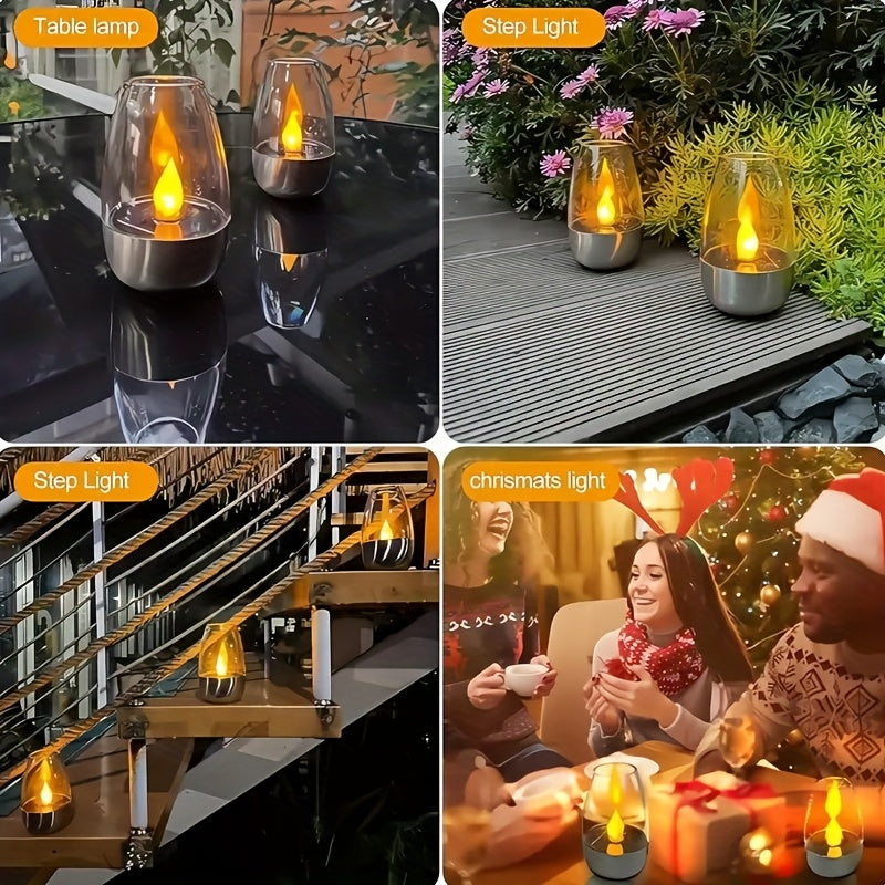 Solar Flame Set — 6 Velas LED Solares de Acero Inoxidable
