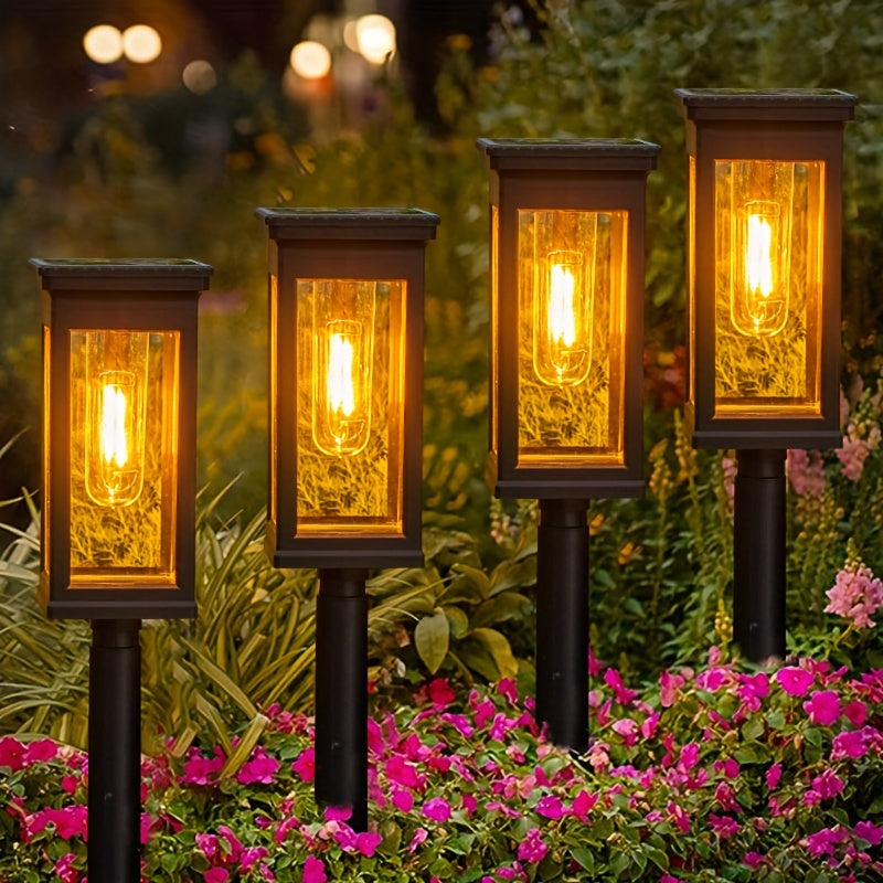 Two Packs of Solar Landscape Lights Warm Light Ground Pathway Decorative Yard IP54 Outdoor Lighting Ambiance Lamp