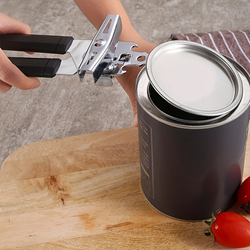 3-in-1 Stainless Steel Can Opener, Multi-Functional Manual Opener with Strong Grip, Ergonomic Design, Ideal for Home, Restaurant, Kitchen Use, No Power Required