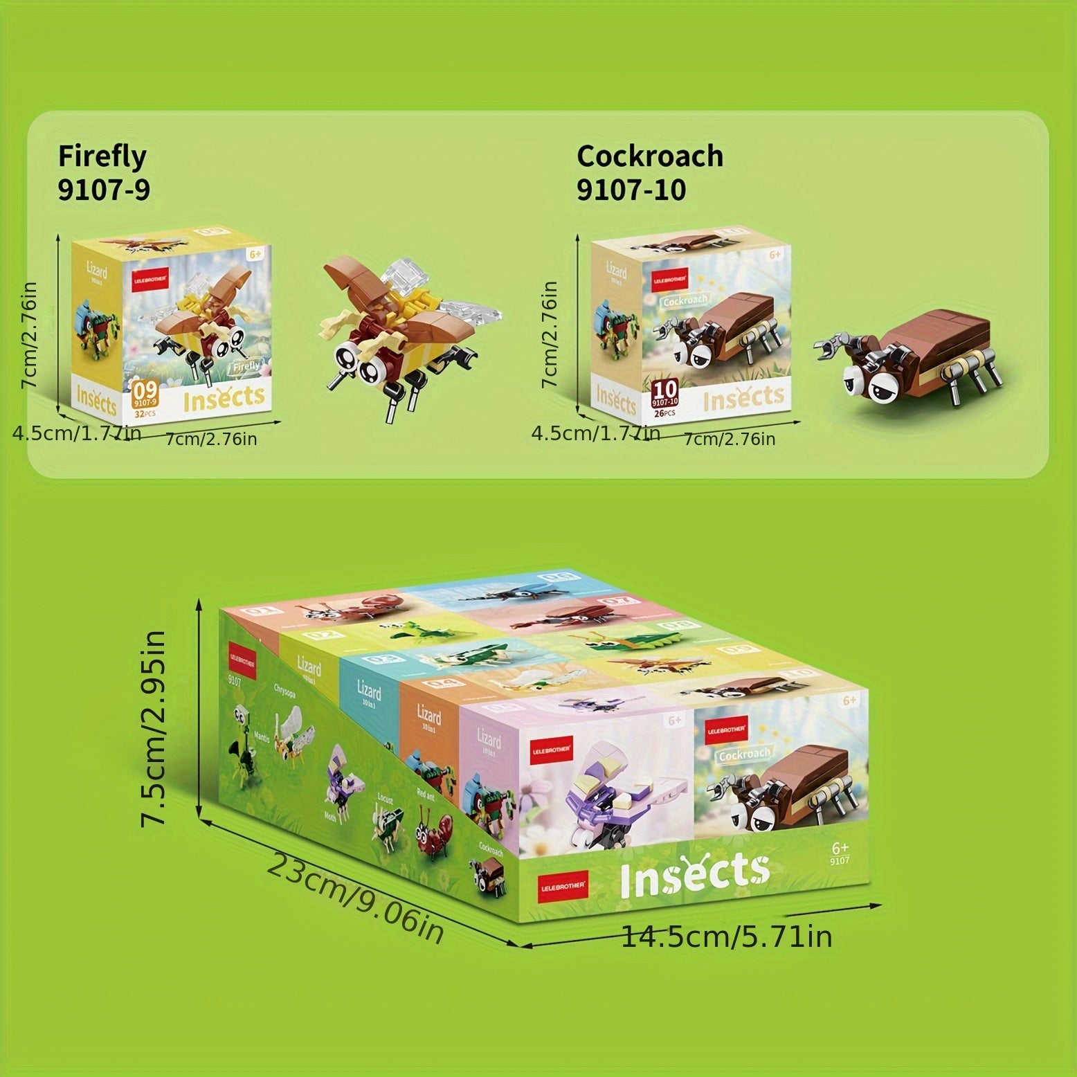 10-in-1 Mini Cute Insect Series Building Blocks Set, Christmas Gift Assembly Toy, Insect Model Kit, Holiday Birthday Present, Halloween Thanksgiving Tabletop Decor, 10 Small Models or Combine into One Large Model, 10 Boxes
