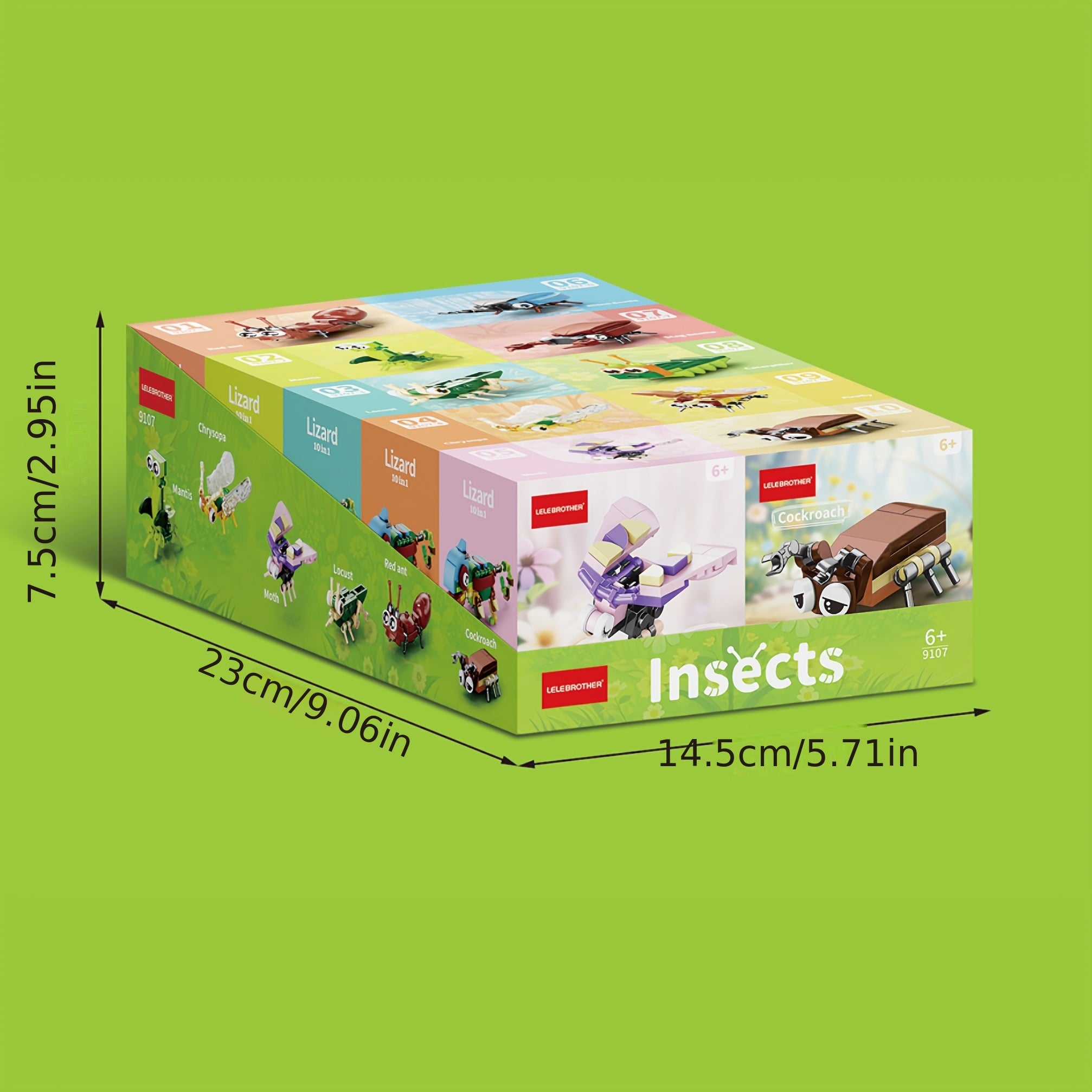 10-in-1 Mini Cute Insect Series Building Blocks Set, Christmas Gift Assembly Toy, Insect Model Kit, Holiday Birthday Present, Halloween Thanksgiving Tabletop Decor, 10 Small Models or Combine into One Large Model, 10 Boxes