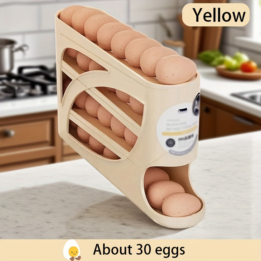 1pc Stackable Egg Holder for Refrigerator - Automatic Slide-Out Design, Space-Saving Large Capacity Storage Organizer, Transparent PP Material, Perfect for Freshness and Space Saving in Kitchen, Egg Holder for Refrigerator