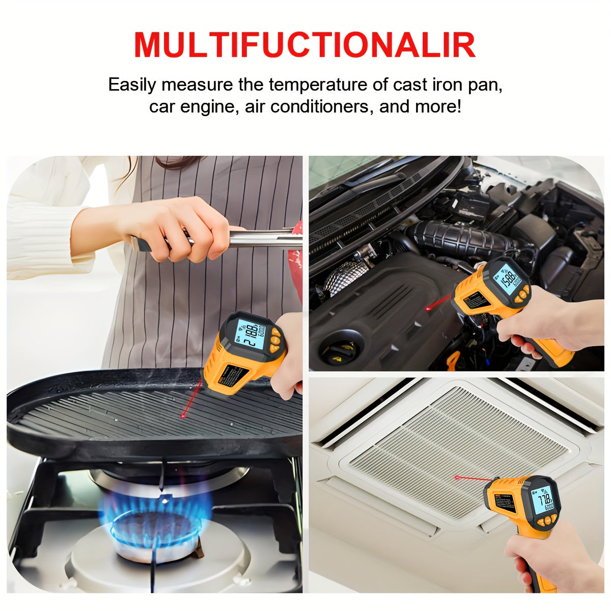 HYTAIS Infrared Thermometer with Laser Aiming - Fast Reading, Non-Contact, Wide Temperature Range (-50°F to 1112°F), Perfect for Cooking and Baking, Baking Thermometer | Digital Display | Plastic Body, Thermometer for Oven