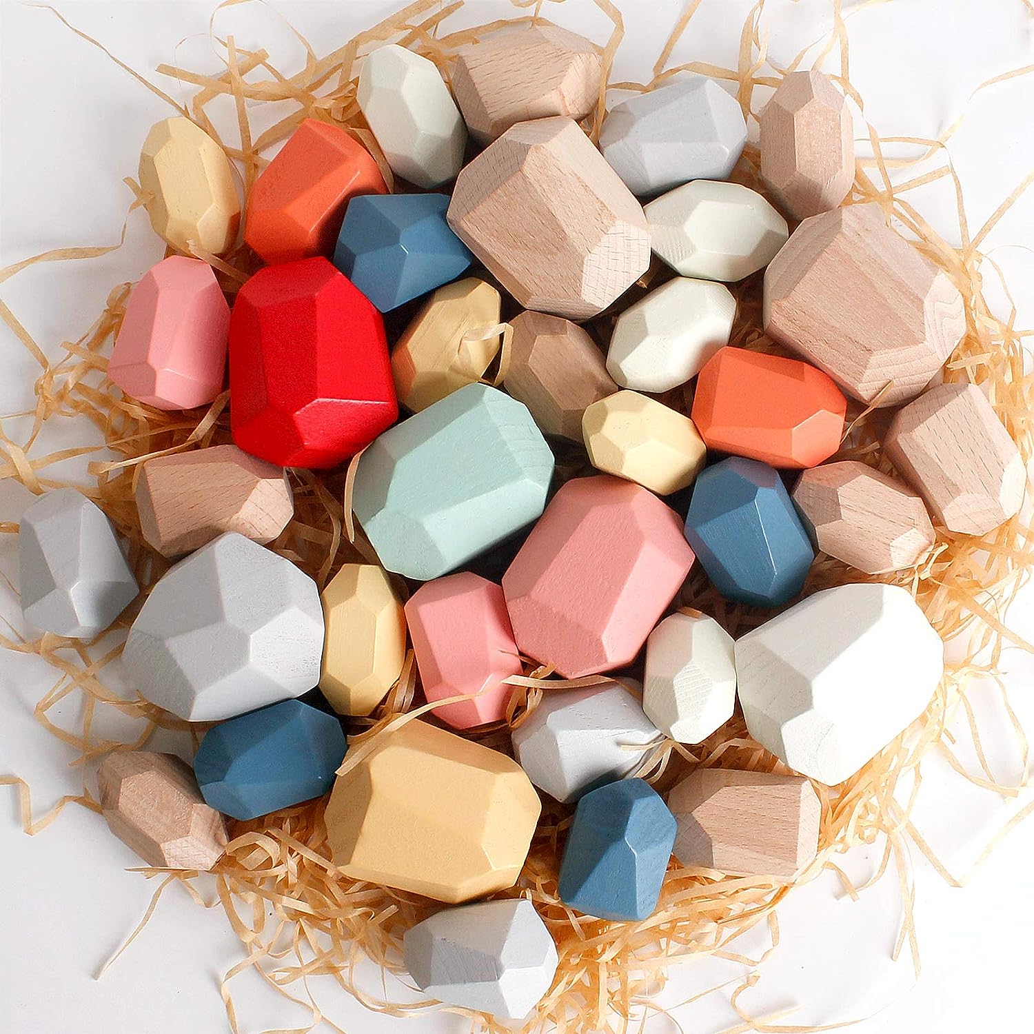 36pcs Wooden Sorting Stacking Stones for Party Activities for Halloween, Christmas Event & Party Supplies