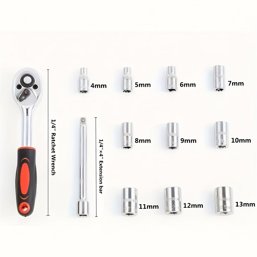 PowerFix 12 — Set de 12 Llaves de Vaso Intercambiables (1/4")