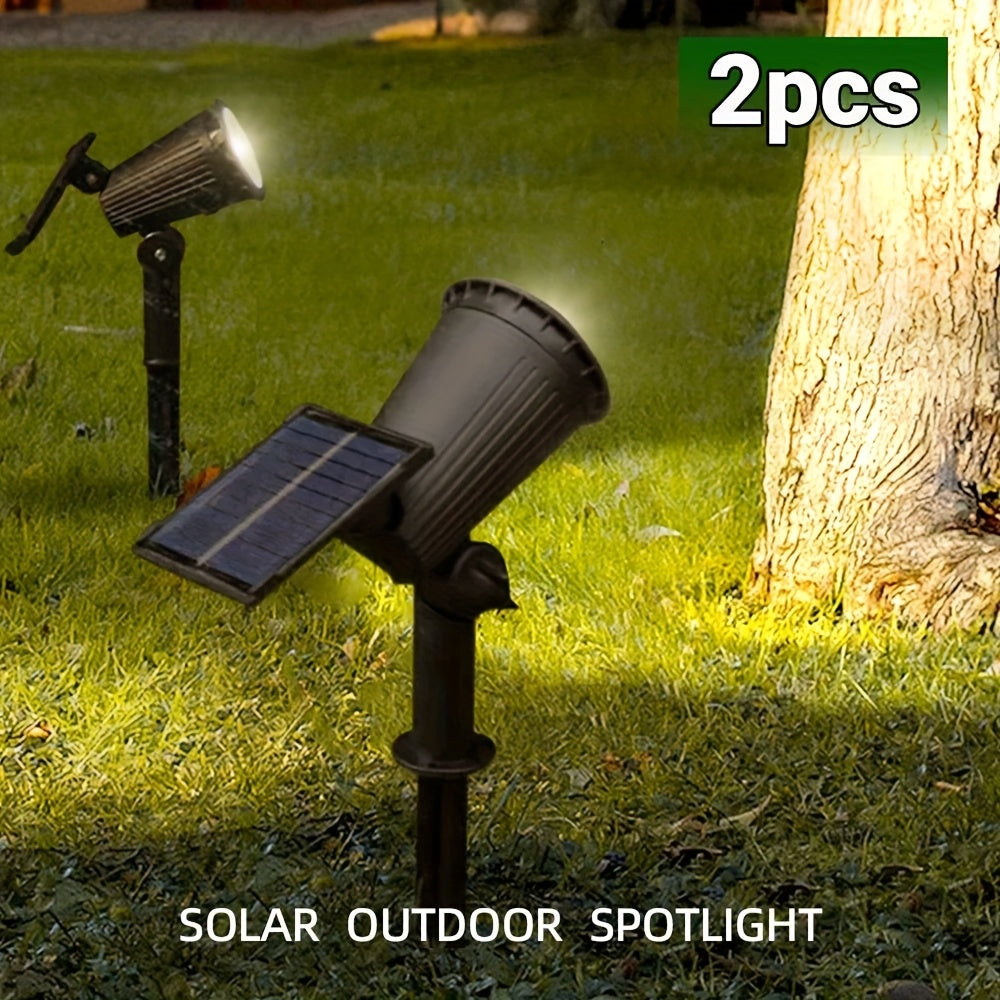 2pcs 9 LED Solar Spot Lights, IP65 Outdoor RGB Solar Landscape Lights Brightness Adjustable for Garden Yard Trees Backyard Driveway Patio Lawn Decoration Street Lamp Spotlight