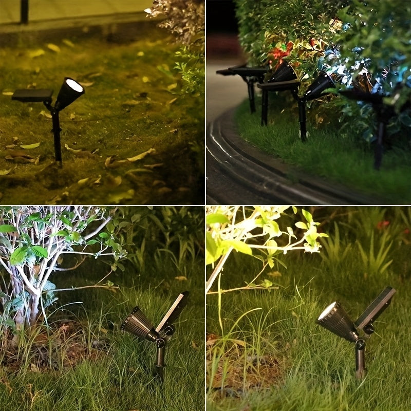 2pcs 9 LED Solar Spot Lights, IP65 Outdoor RGB Solar Landscape Lights Brightness Adjustable for Garden Yard Trees Backyard Driveway Patio Lawn Decoration Street Lamp Spotlight