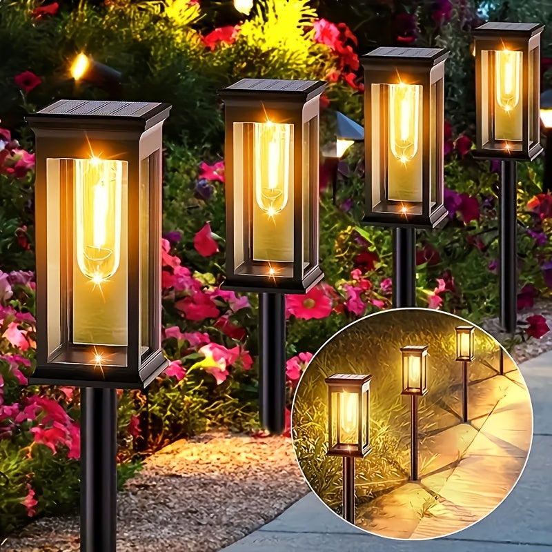 6 Solar Tungsten Filament Lawn Lamp Commercial Street and Area Lighting, Commercial Lighting for Outdoor Atmosphere Decoration-LED Lawn Lamp Suitable for Villa, Garden, Courtyard, Path and Terrace Landscape Lighting