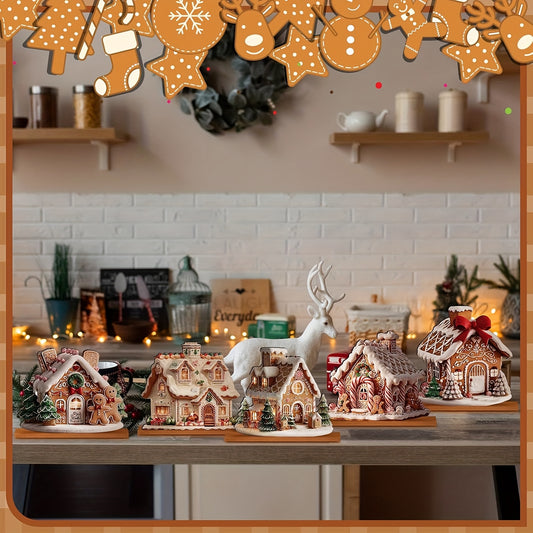 🍪 Adornos de Mesa Navideños Casa de Jengibre (5 piezas)