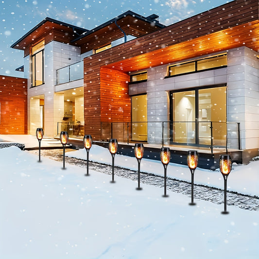 FlamaSolar YP — Set of 8 Solar LED Torches with Flame Effect for Garden and Patio