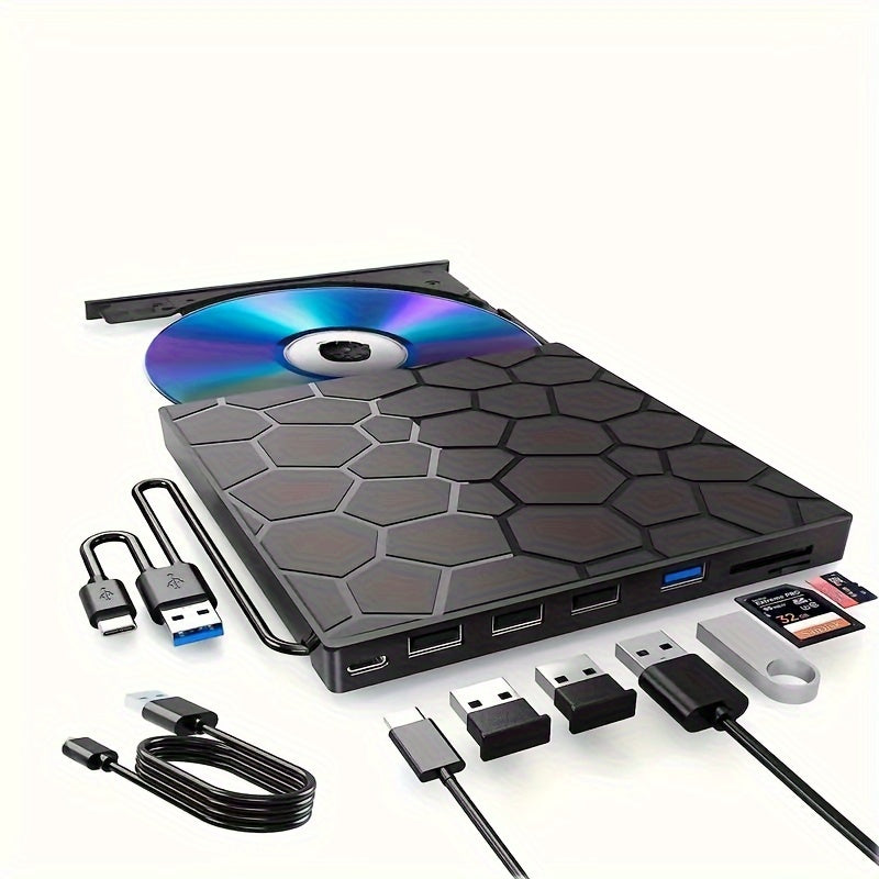 SlimBurn 8 — Unidad Externa CD/DVD 8 en 1 USB 3.0 para Laptop y PC