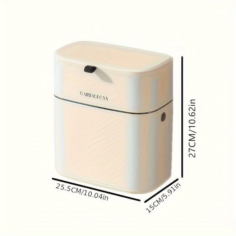 1pc Wall Mounted Trash Can, Household Large Capacity Living Room Toilet Good Appearance Horizontal With Lid Slim Garbage Can, Kitchen Accessories