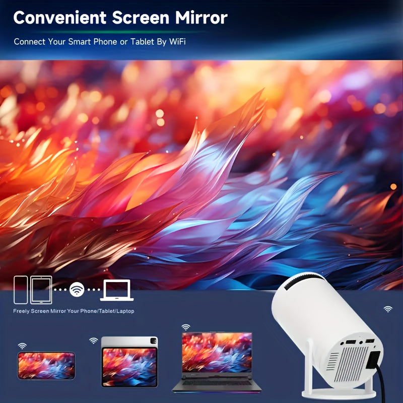 Smart HD Projector with Built-in Android 11 OS, WiFi & BT5.0, 200 Lumens, High-Fidelity Speakers, 720P Native Resolution, 4K Decoding, Clear Bright Colors, 180° Flexible Projection Angle – Perfect for Camping, Home Theater