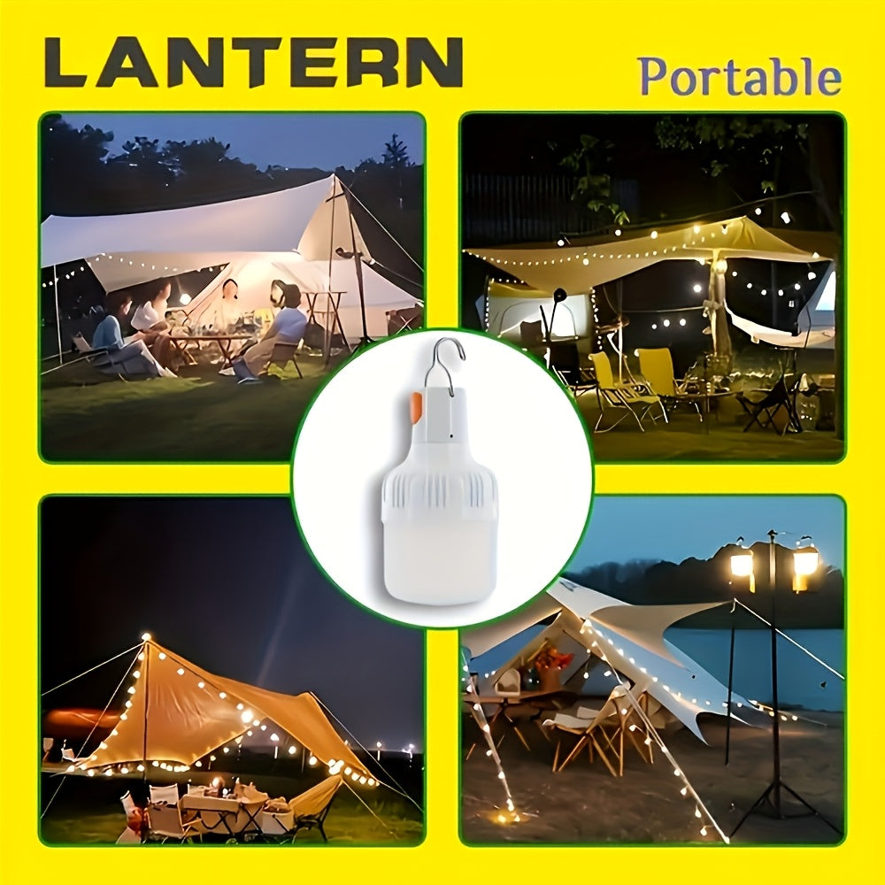 4pcs LiHangStar USB Rechargeable LED Camping Lights - Portable High Brightness Lanterns with Hooks for Emergency, Camping, Fishing, Yard & Stalls, IPX4, White, Portable Lantern | Sleek Lantern Design | Waterresistant Light