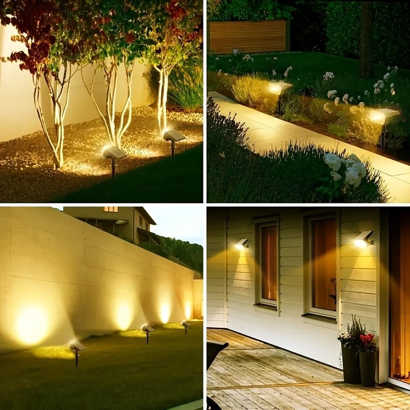 7LED Solar Powered Spotlight, Solar Charging, Wall Mount/Ground Stake Dual Use, Portable and Easy to Place, Landscape and Path Lighting, Flexible and Convenient Installation, Suitable for Porch, Fence, Yard Trees, Flower Beds