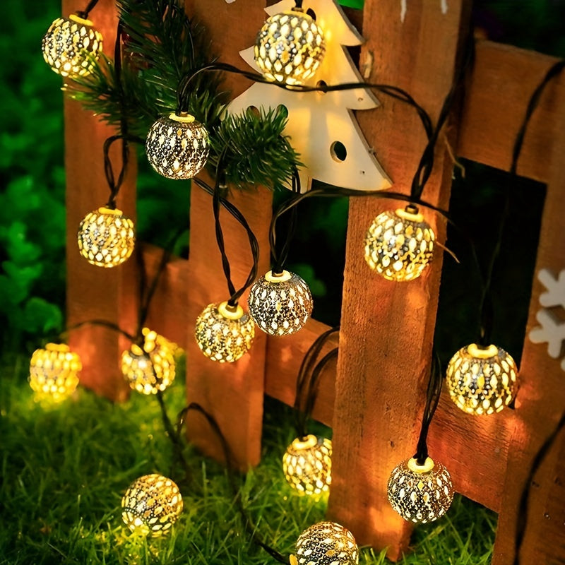 Solar-Powered Metal Globe String Lights - Colorful, Durable Outdoor Fairy Lights for Garden, Patio, Christmas, Weddings, and Parties, Solar Charged Nickel Battery, Capacity, Outdoor Lighting | Colorful Globe Lights | Solar Ch