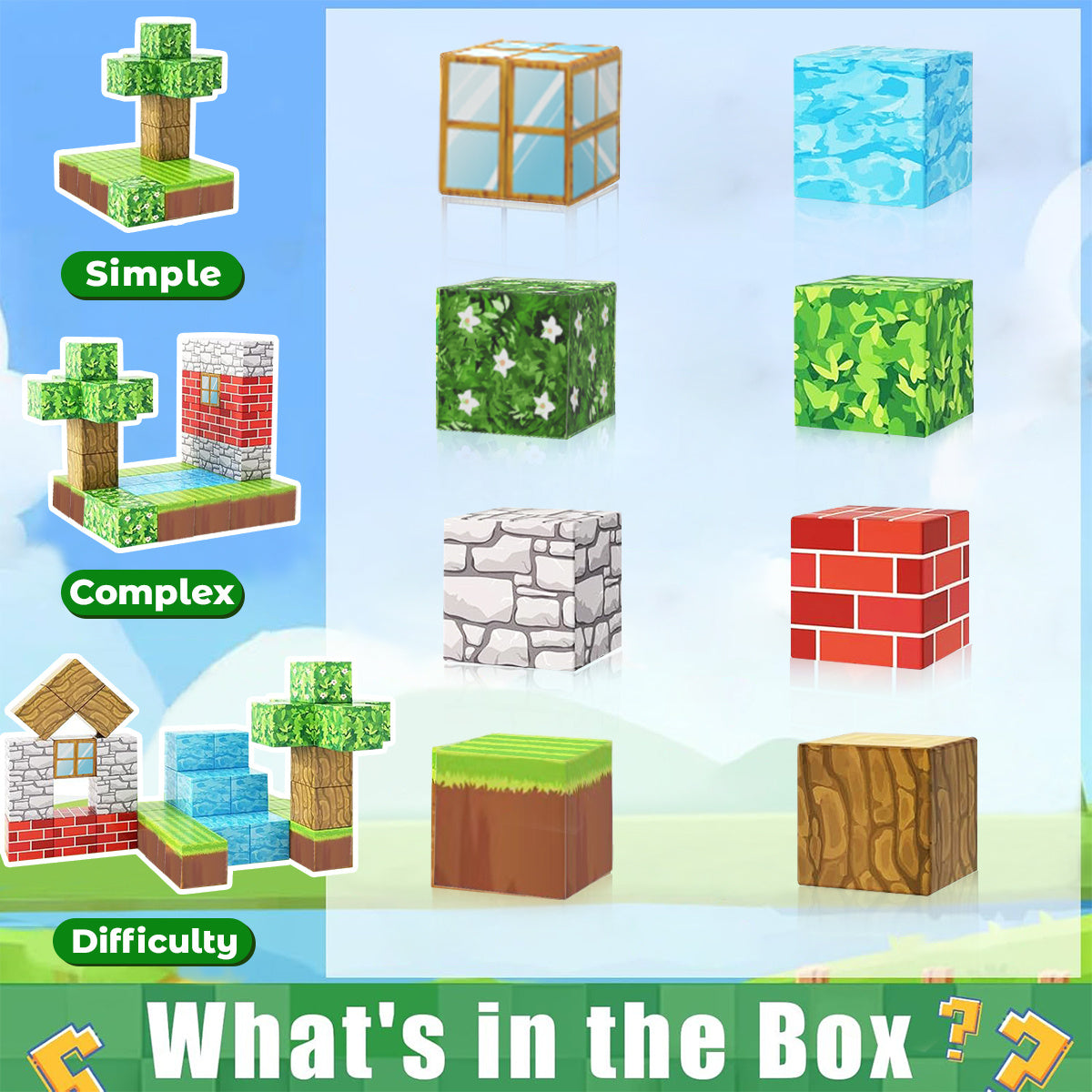 Magnetic Building Blocks Set - STEM Sensory Cubes, Youngsters's Built Primitive Forest Magnet, Halloween and Christmas Birthday Gift Toys