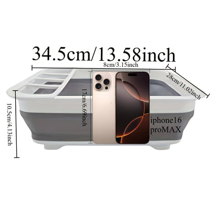 DryFold TG — Escurridor de Platos Plegable de Alta Resistencia con Porta Utensilios (Silicona + Plástico, Compacto y Portátil)