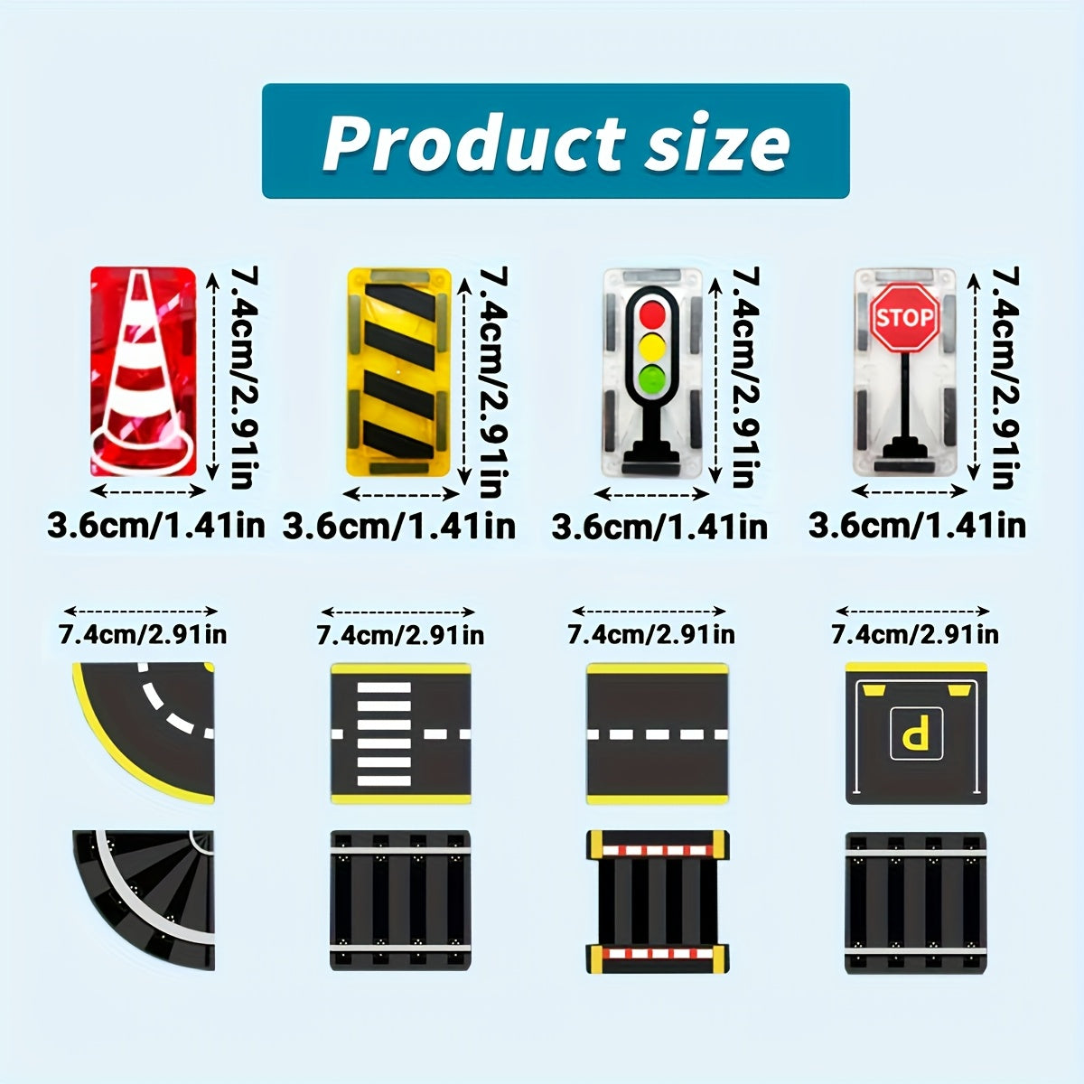 Magical Road Set with Magnetic Road Indicators, Toy Cars, and Magnetic Building Blocks STEM Educational Creative Construction Toys for Kids - Random Colors