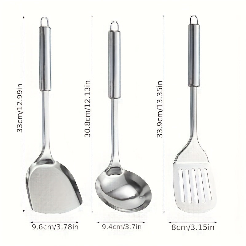 LDQ HT — Set de 9 Utensilios de Cocina en Acero Inoxidable (Estilo Moderno Minimalista, Antiadherentes y Lavables)