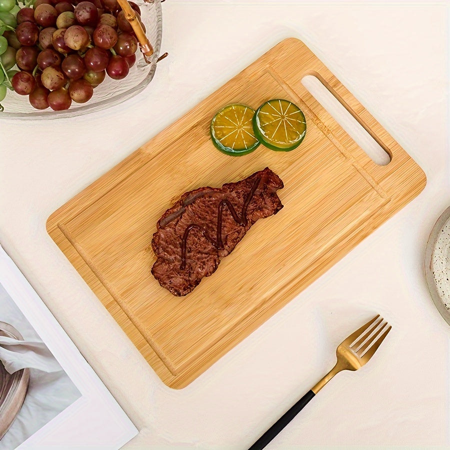 Royal Craft Heavy-Duty Bamboo Chopping Board with Juice Slot - Extra Thick Non-Porous Kitchen Cutting Board, Easy Grip Handle for Meat, Vegetables, Fruits, Easy to Clean & Space-Saving Design for Home Professional Kitchens -