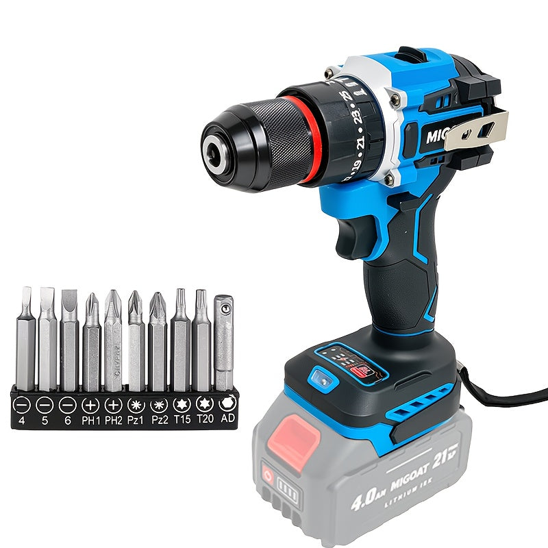 MIGOAT 410W Cordless Rechargeable Impact Drill - 10mm Chunk, 1/2 Inch, 1700rpm, 18V-20V-21V Battery, Ergonomic Handle, Durable Construction for DIY & Professional Use, Cordless Drill, Robust Tool Design, Sturdy Construction,