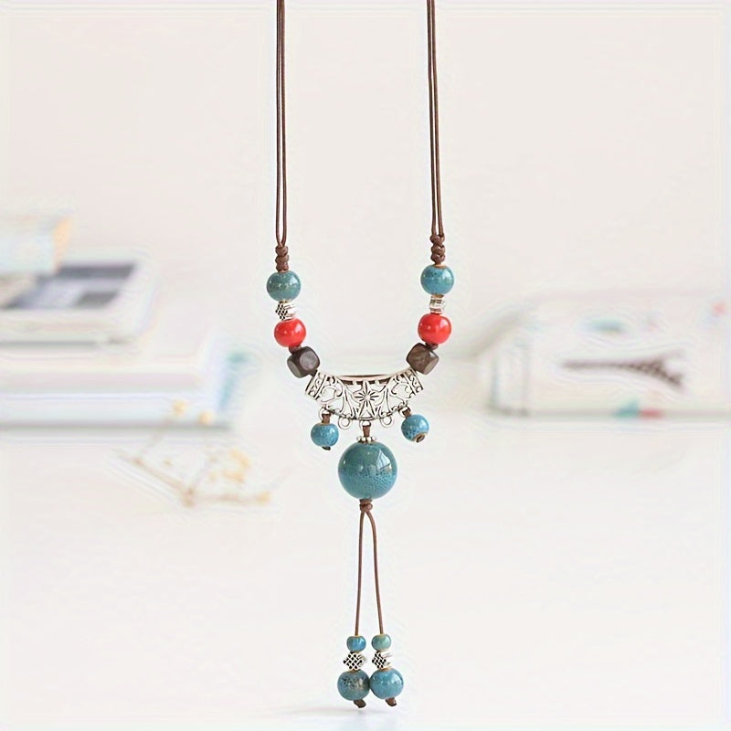 BohoLuz YF — Collar Ajustable con Cuentas de Colores (Estilo Vintage-Boho, Aleación de Zinc)