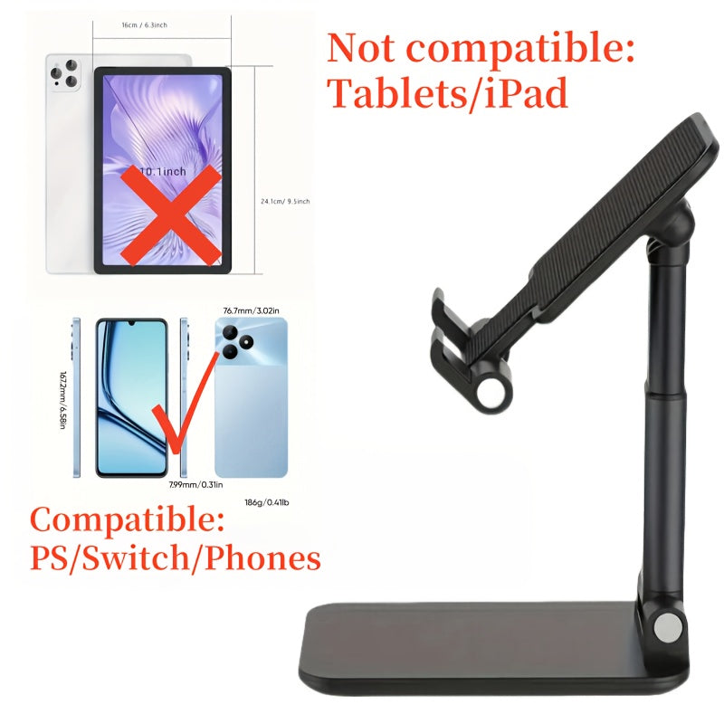 Adjustable Desktop Phone Stand Holder - Foldable, Height & Angle Adjustable, Non-Waterproof ABS Material, Universal for 10.16-20.32cm Devices, Ideal for Office & Bedroom, Compatible with iPhone iPad Samsung Tablets