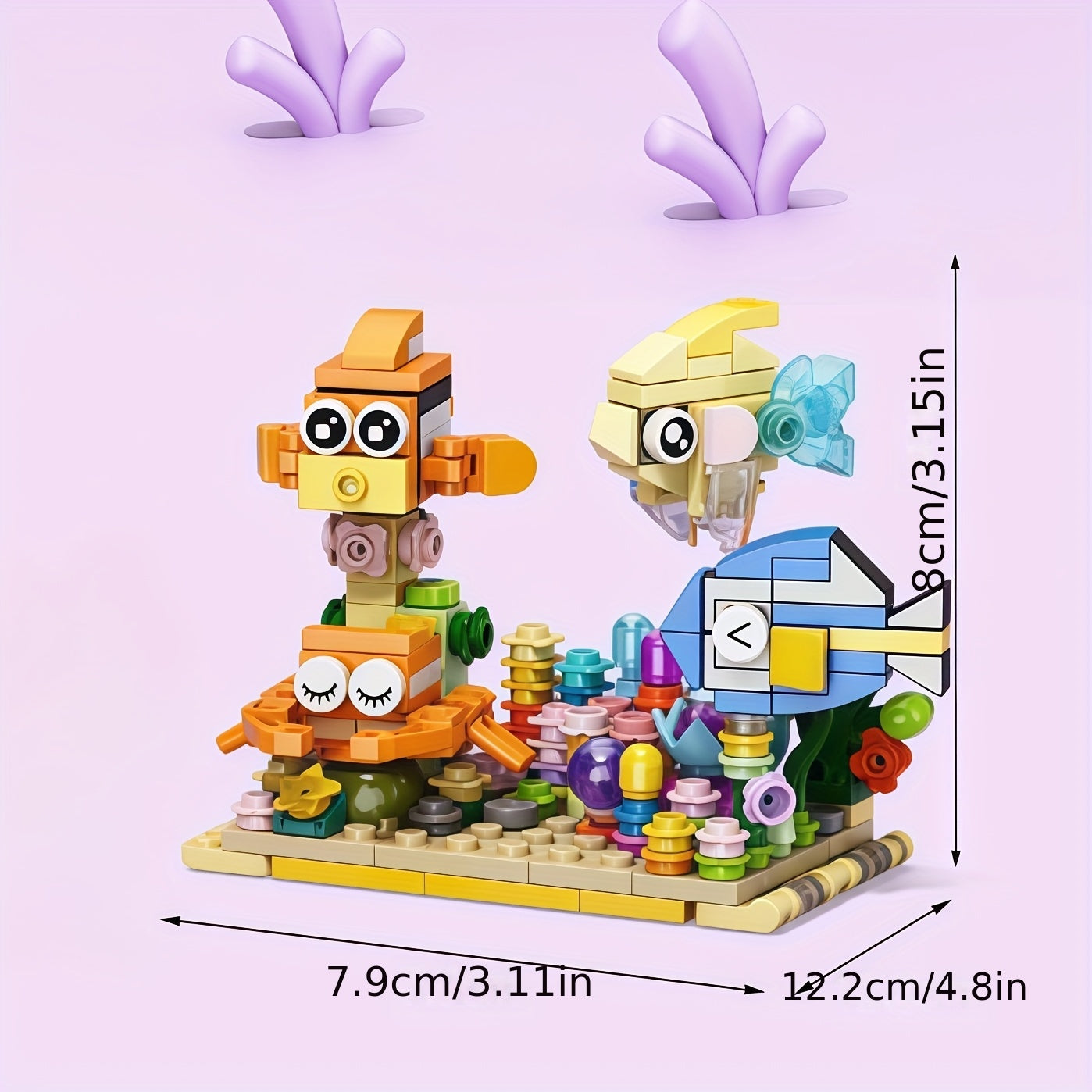 10-in-1 Mini Fish Series Building Block Set, Christmas Gift Assembly Toy, Sea Fish Model Kit, Holiday Birthday Present, Halloween Thanksgiving Tabletop Decoration, 344pcs – Build 10 Small Models or Combine into 1 Large Stru