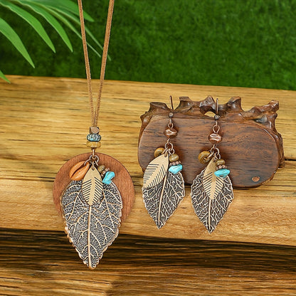 Boho Leaf — Set de Joyería Étnica Vintage (3 Piezas)