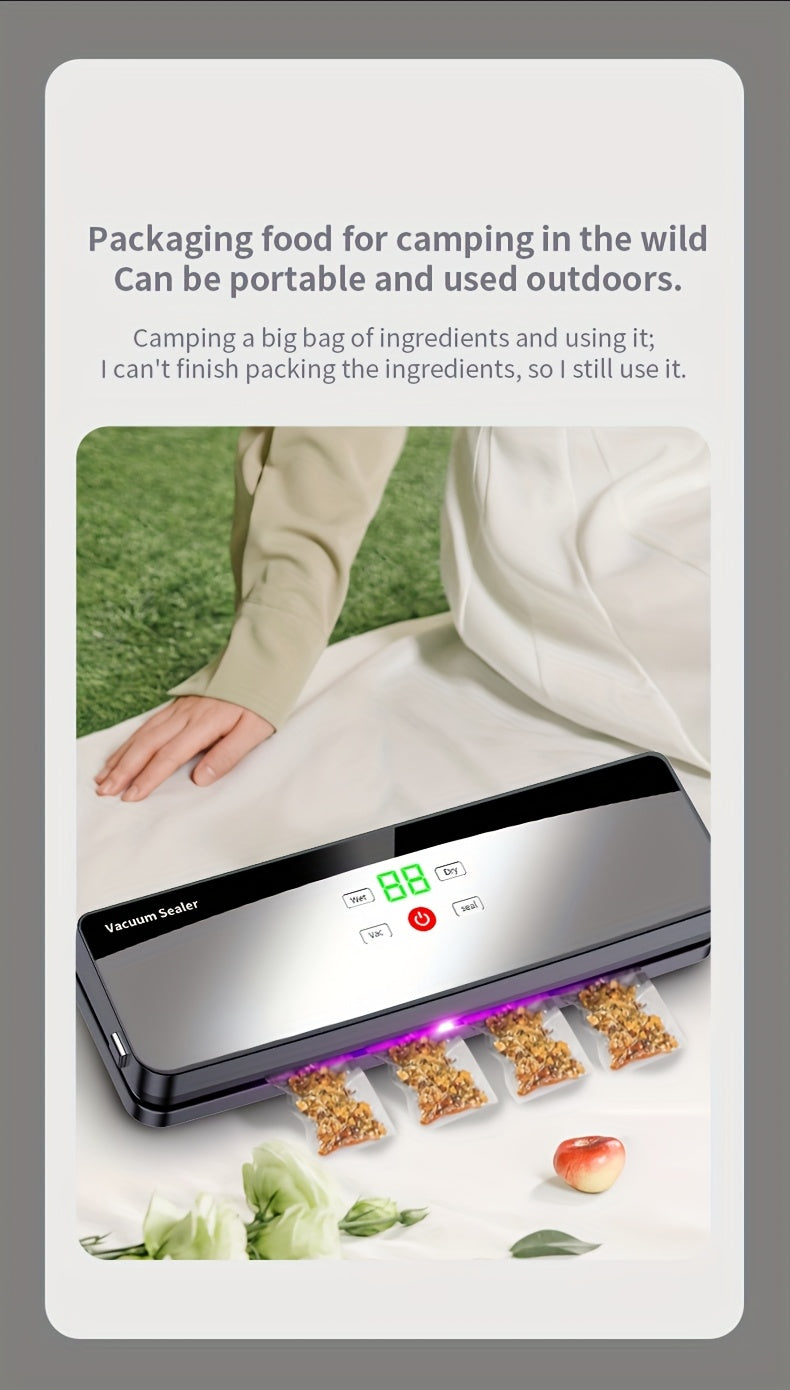 Multifunctional Automatic Food Sealer, Portable Wireless Vacuum Sealer with Manual Start/Stop, Digital Display, Snack Bag Sealing, Long-Term Food Preservation, Compact and Easy-to-Use Design, Suitable for Kitchen and Outdoor