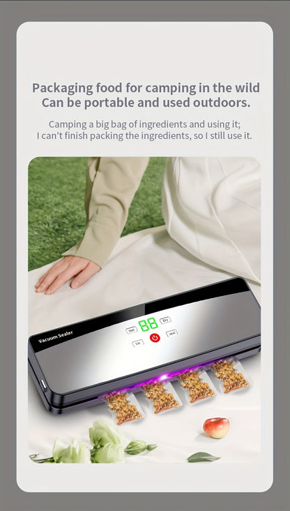 SealMate UU — Sellador Automático de Alimentos Inalámbrico con Pantalla Digital (USB Recargable, Compacto y Multifuncional)