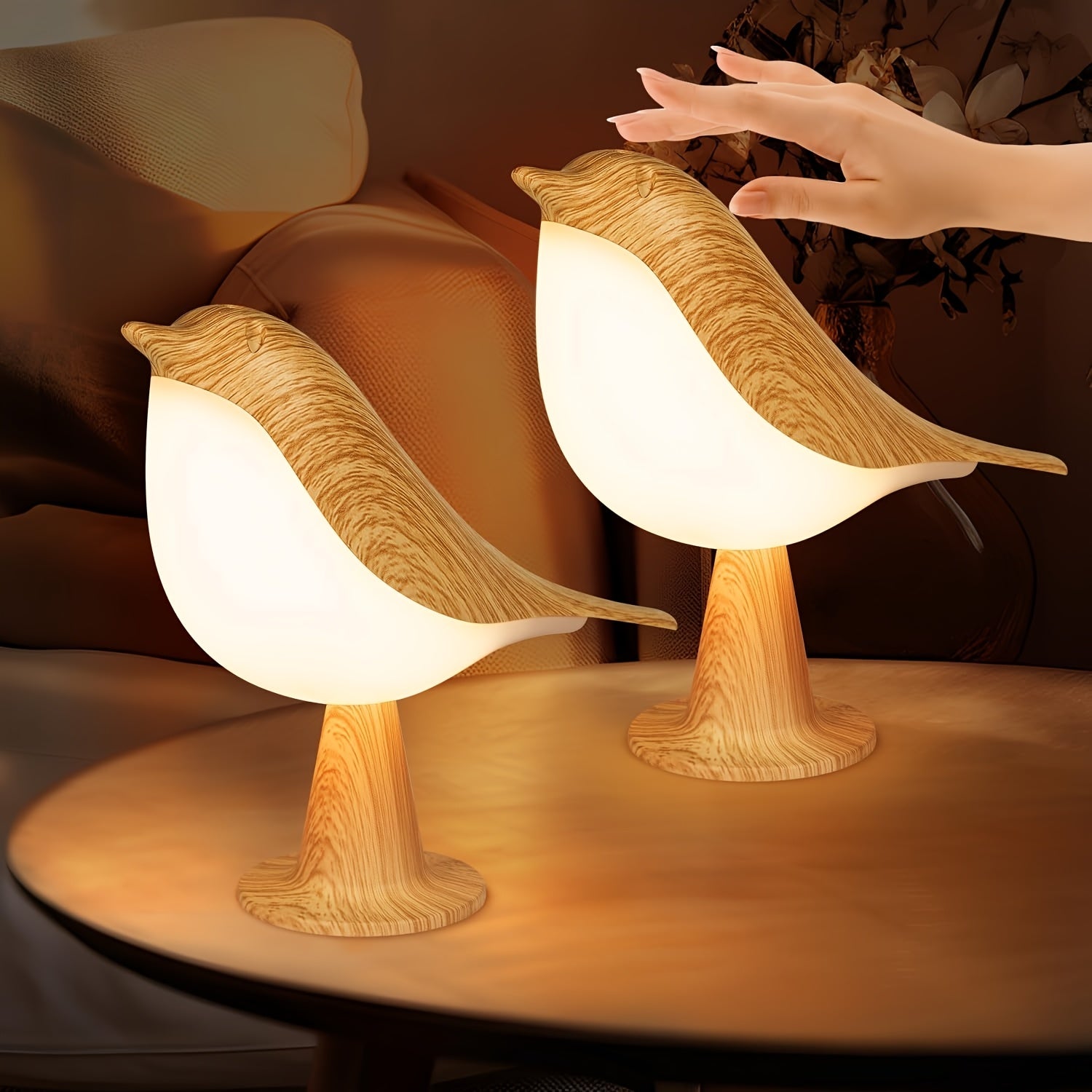 1pc Dimmable Bird Desk Lamp with Touch Control | Cordless Table Lamp with 3 Color Temperature and Sensor LED Night Light Rechargeable Bedside Lamp Wall Light Decoration for Desk Bedroom Living Room