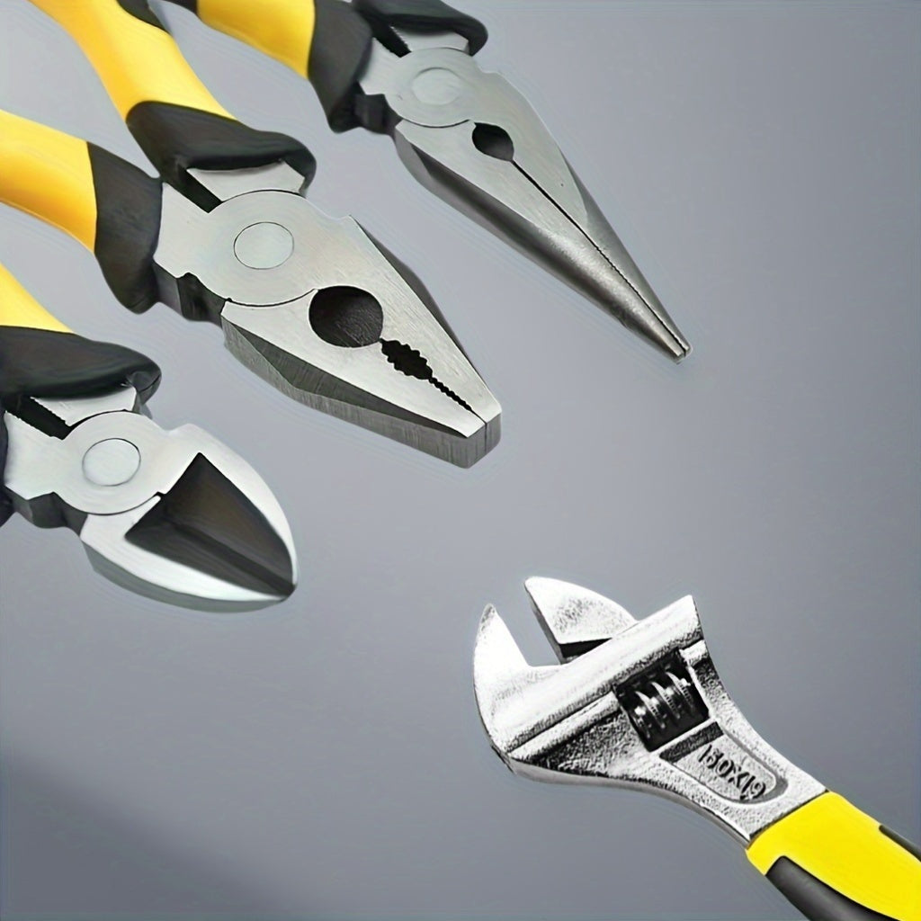 Multifunctional Pliers Wrench Set | Includes Diagonal Pliers, Wire Cutters, Needle-Nose Pliers And Wrench | High-Quality Material, Ergonomic And Comfortable Handle | Suitable for Home Repairs, Car Maintenance, Cutting
