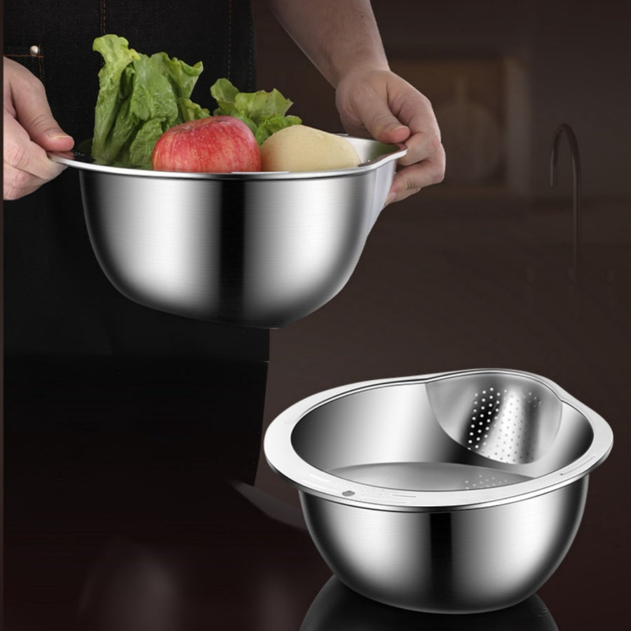 Stainless Steel Multi-Purpose Kitchen Strainer with Handle - Perfect for Washing Rice, Fruits, and Vegetables - Durable, Food-Safe Mesh Sieve for Efficient Draining and Filtering, Rice Strainer